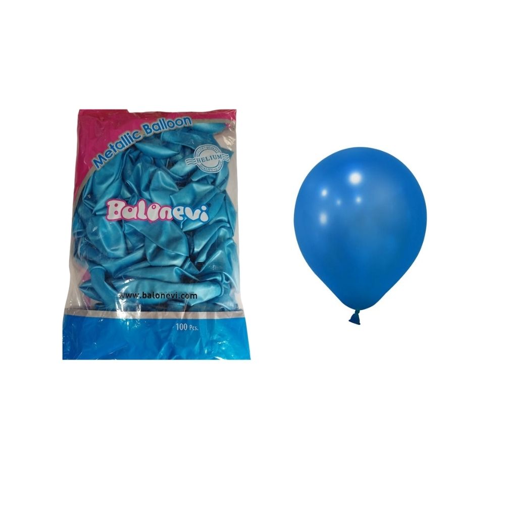 100'LÜ PAKETTE METALİK MAVİ BALON (25/PKT)