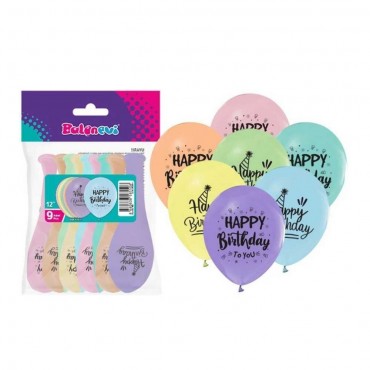 9'LU PAKETTE 1+1 HAPPY BIRTDAY MAKARON BALON (12)