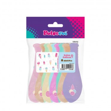8'Lİ PAKETTE 4+1 DONDURMA BASKILI BALON (12)