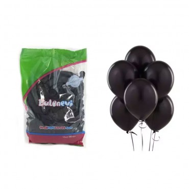 100'LÜ PAKETTE METALİK SİYAH BALON (25/PKT)