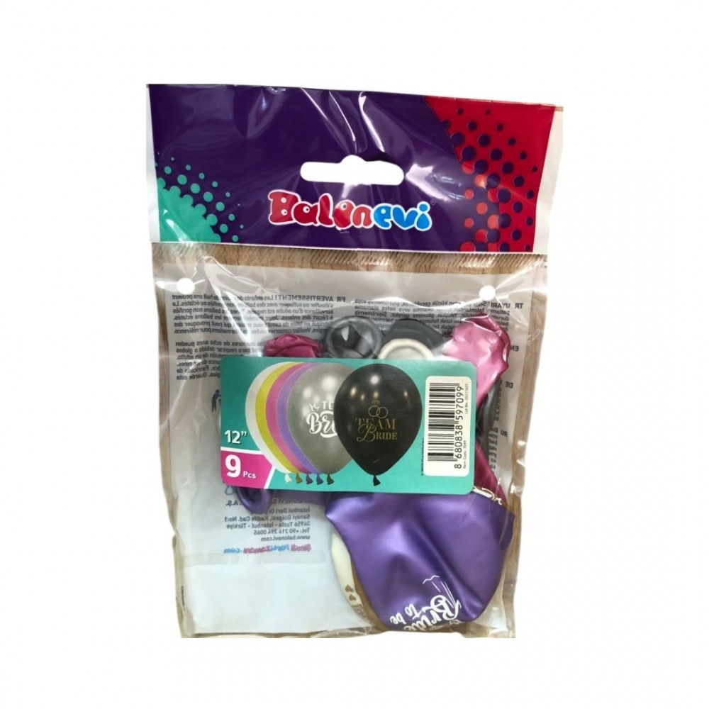 9'LU PAKETTE 1+1 BRIDE TO BE METALİK BALON (12)