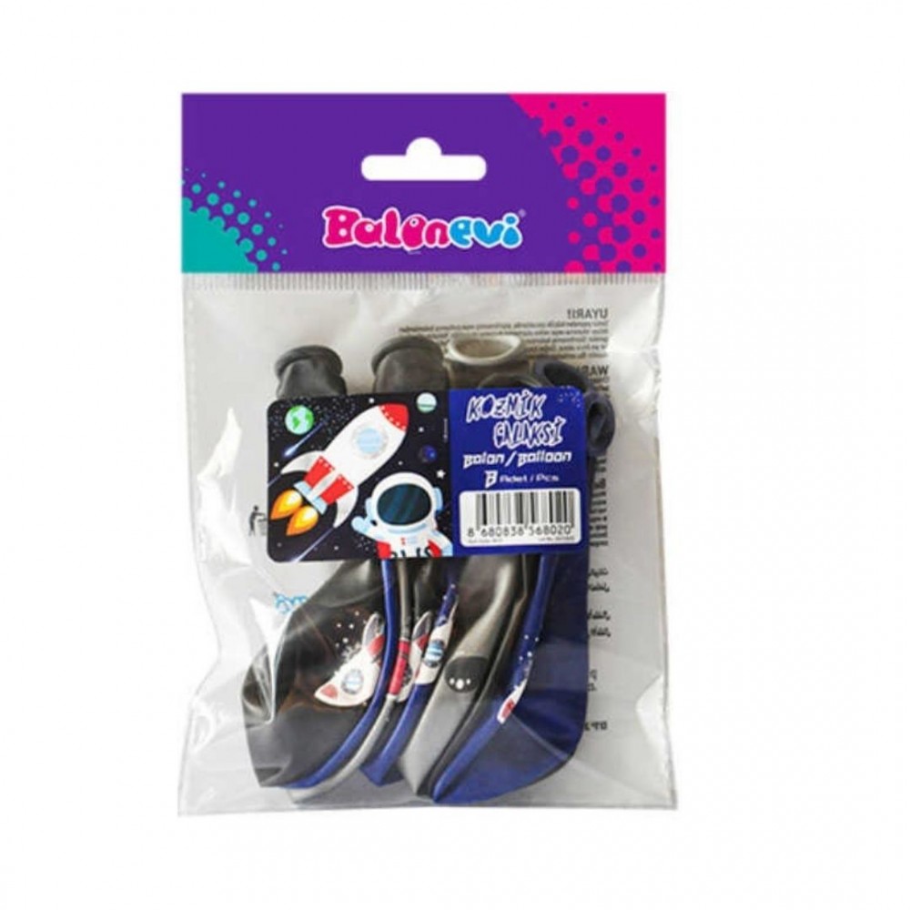 8'Lİ PAKETTE 4+1 KOZMİK GALAKSİ BASKILI BALON (12)