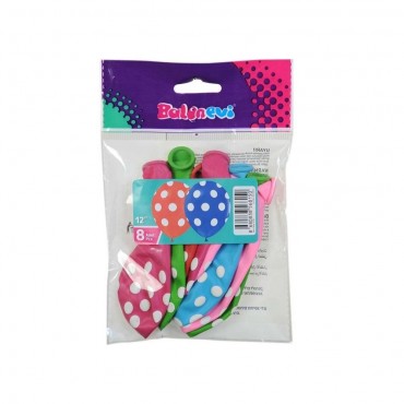8'Lİ PAKETTE ÇEPEÇEVRE PUANTİYE BASKILI BALON (12)