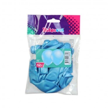 12'Lİ PAKETTE METALİK AÇIK MAVİ BALON (12)