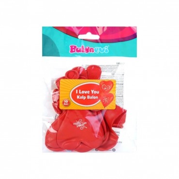 10'LU PAKETTE KALP KIRMIZI BALON (12)
