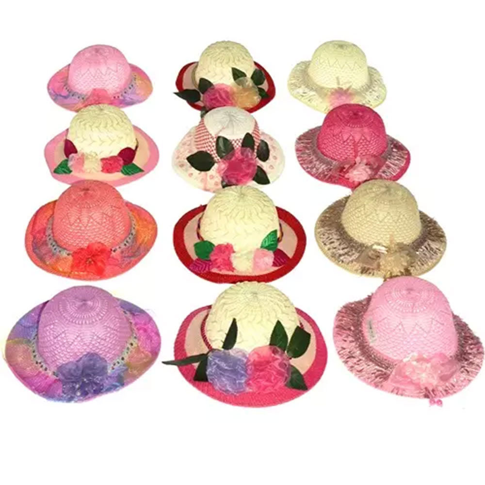 12'Lİ PAKETTE ÇOCUK HASIR FÖTR ŞAPKA (600)