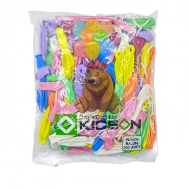 PUNCH BALON BASKISIZ 100'LÜ KARIŞIK (100)