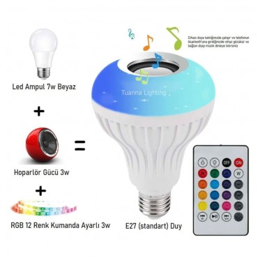 LED HOPARLÖRLÜ KUMANDALI BLUETOTH AMPÜL (40)