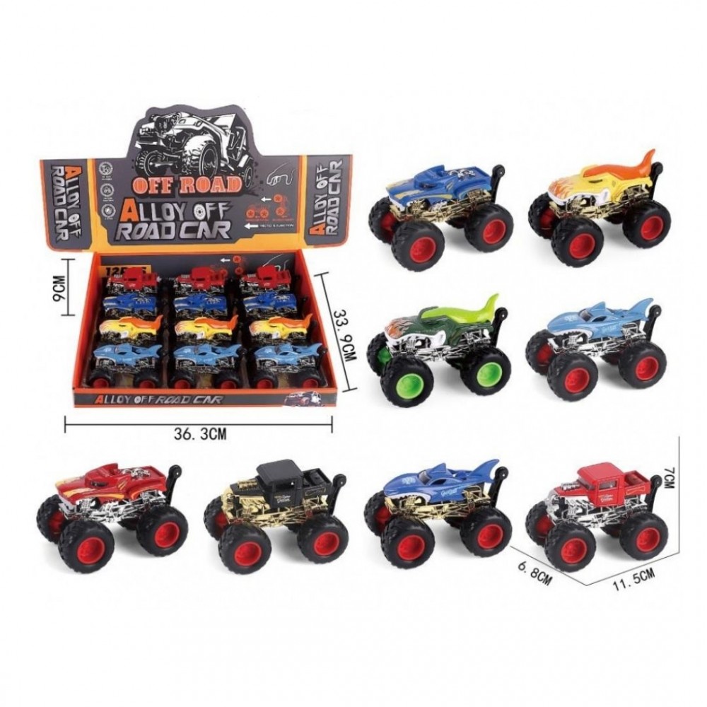 12'Lİ PAKETTE SÜRTMELİ METAL CANAVAR ARABA (240)