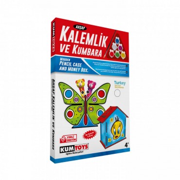 KUMTOYS AHŞAP KALEMLİK VE KUMBARA SETİ (24)