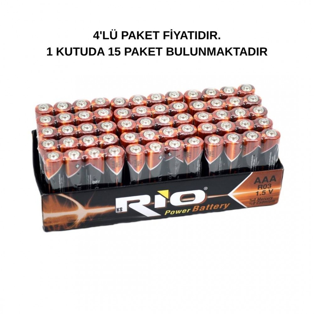 15'Lİ KUTUDA RİO 4'LÜ İNCE PİL AAA (40/KUTU)