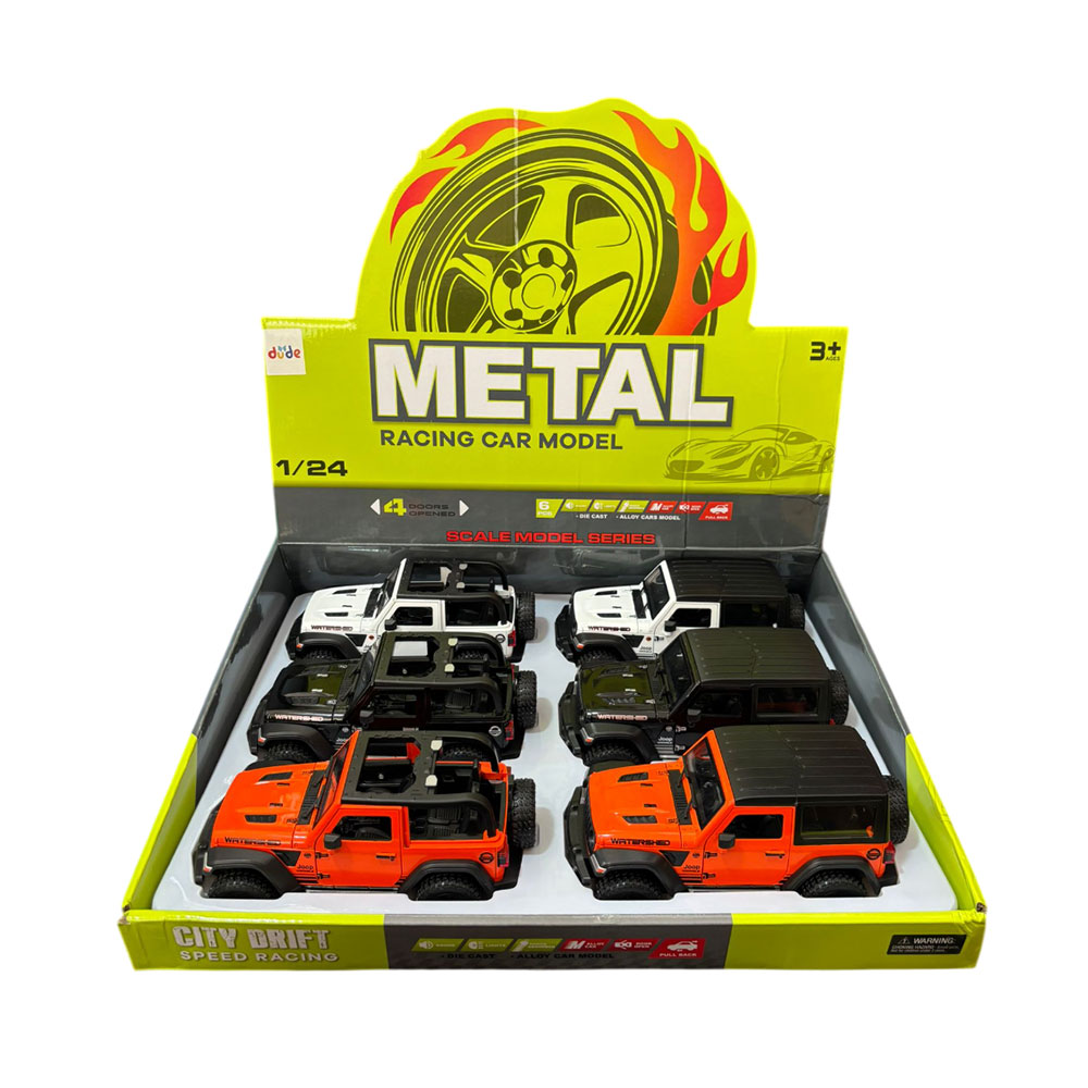 6'LI PAKETTE 1:24 SESLİ IŞIKLI METAL MODEL ARABA ÇEKBIRAK JEEP (36)
