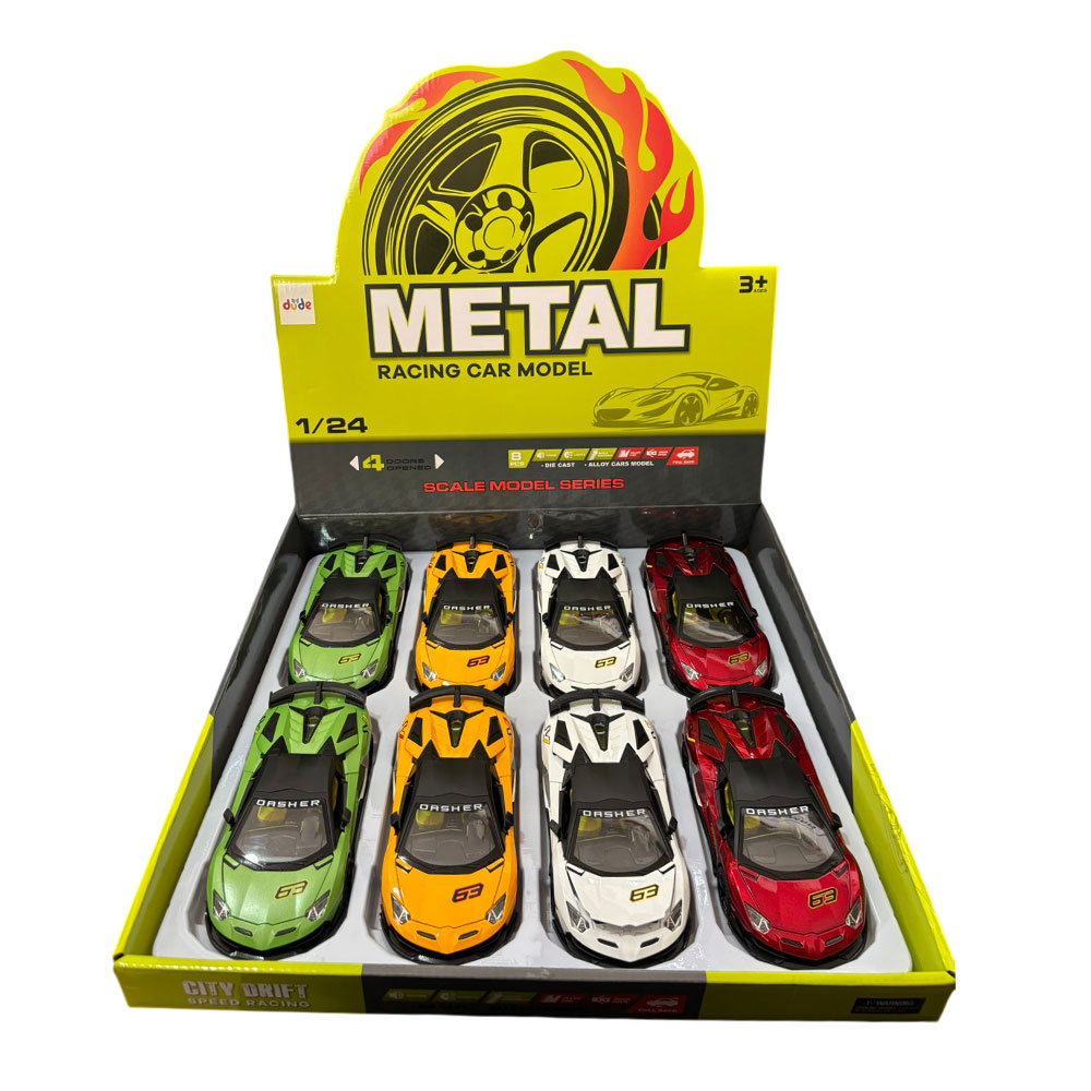 6'LI PAKETTE 1:24 SESLİ IŞIKLI METAL MODEL ARABA ÇEKBIRAK ARABA (48)