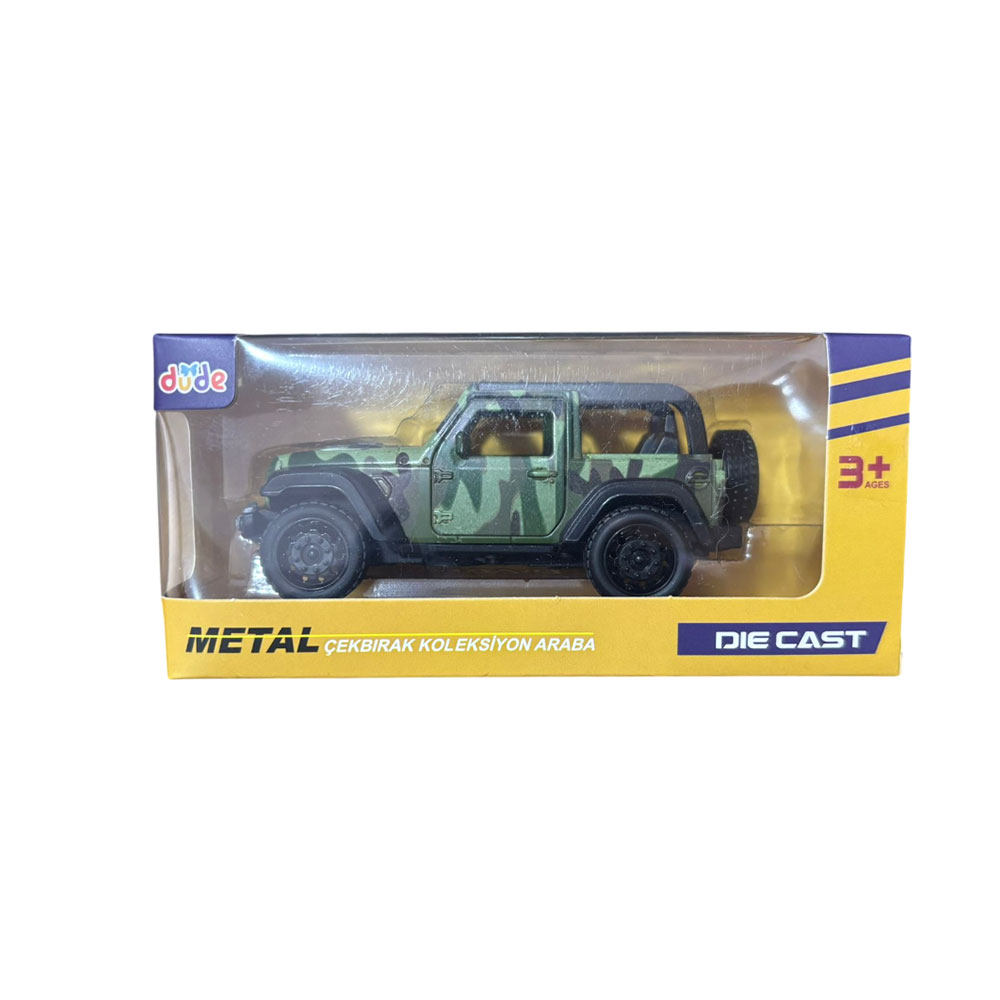1:36 ORTA BOY METAL MODEL YAYLI ÜÇ KAPILI OFF ROAD ARABA (120)