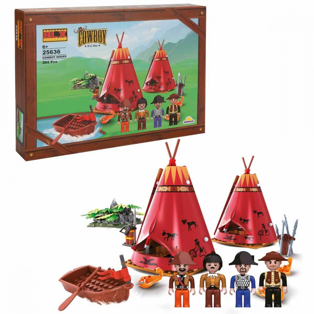 282 PARÇA BLX-COWBOY SET KIZILDERİLİ ÇADIRI LEGO (12)