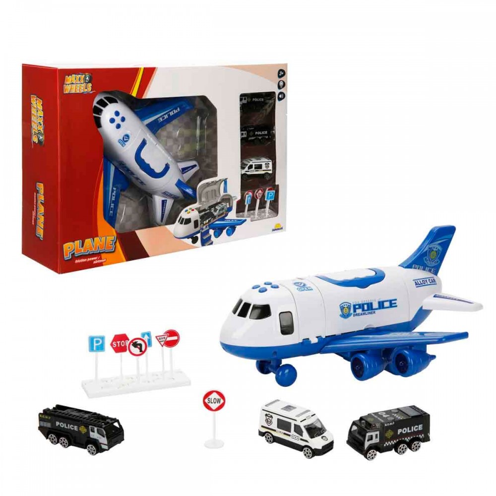 MAXX WHEELS SESLİ VE IŞIKLI SÜRTMELİ POLİS UÇAĞI (6)