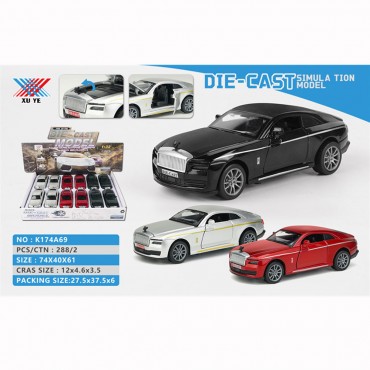 12'Lİ PAKETTE 1:32 ÇEK BIRAK METAL ROLLS-ROYCE ARABA (144)
