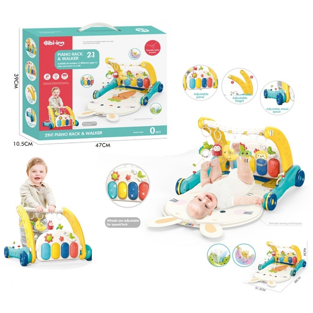 PİYANOLU 2 İN 1 BEBEK YÜRÜTECİ VE TAVŞAN DESENLİ MAVİ OYUN HALISI (8)