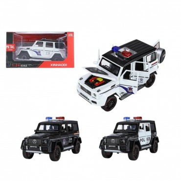 KUT. 1:24 SESLİ VE IŞIKLI MODEL METAL POLİS JEEP (18)