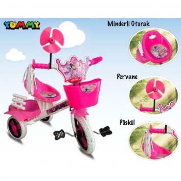 YUMMY 3 TEKER PEDALLI BİSİKLET PEMBE (1)